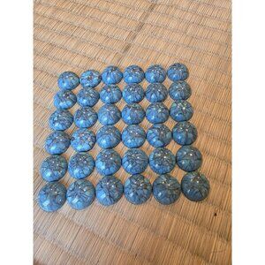 Resin Blue Flat Round Embellishments